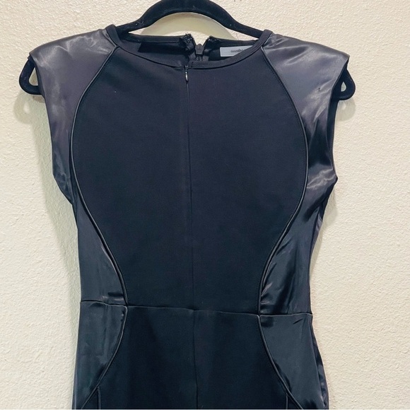 Satin Contour Flared Jumpsuit - Black - Picture 6 of 14